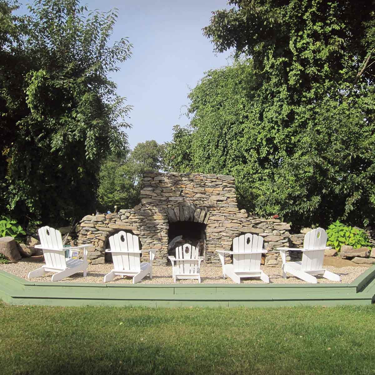 Massive Backyard Stone Fireplace