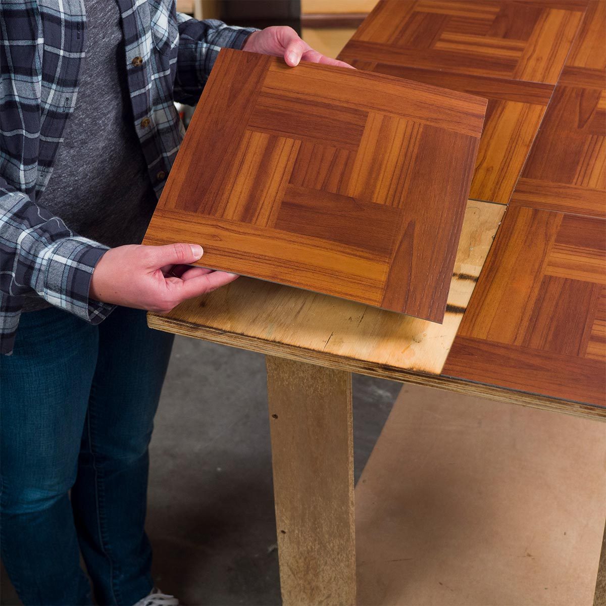 peel-and-stick vinyl tiles