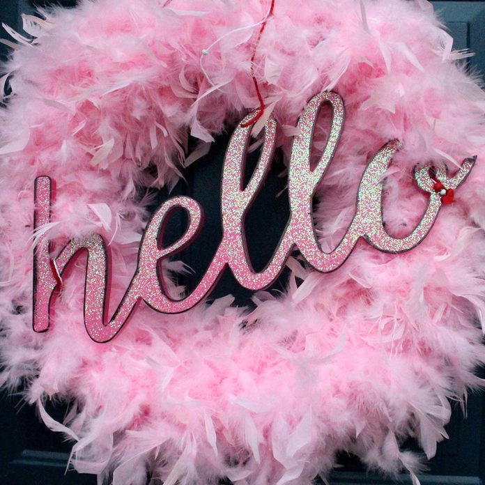 feather valentine wreath