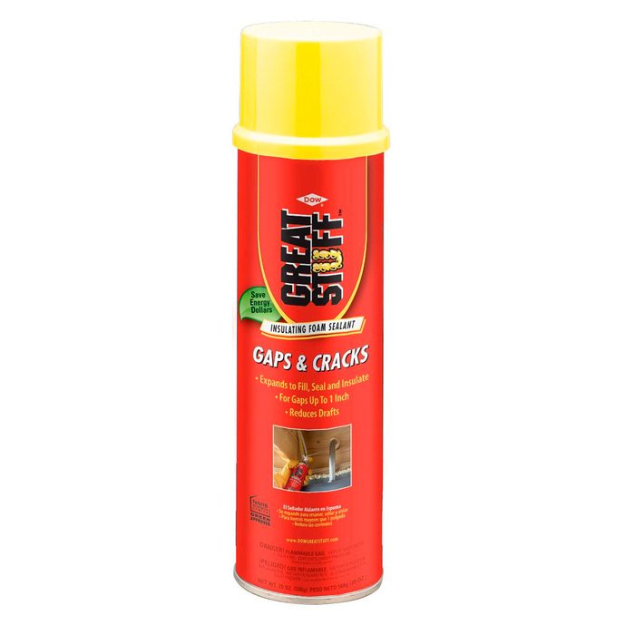 A spray can of insulating foam sealant labeled 