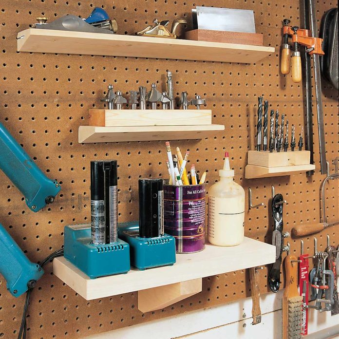 small workshop shelving pegboard shelving
