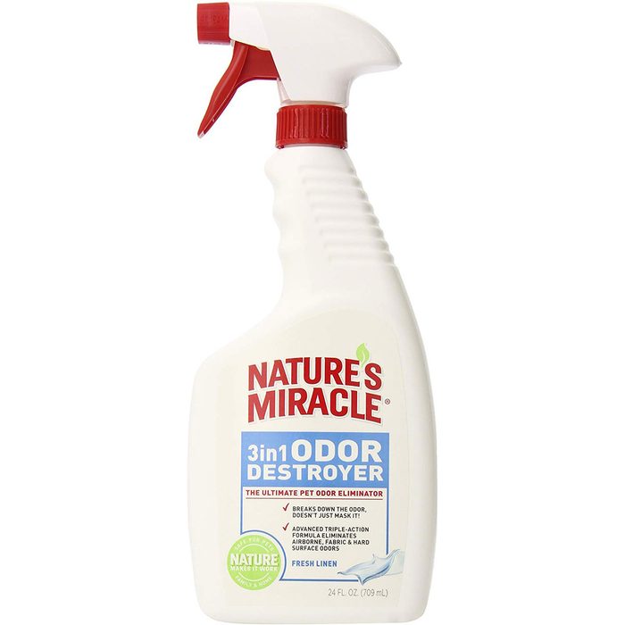 A white spray bottle labeled 