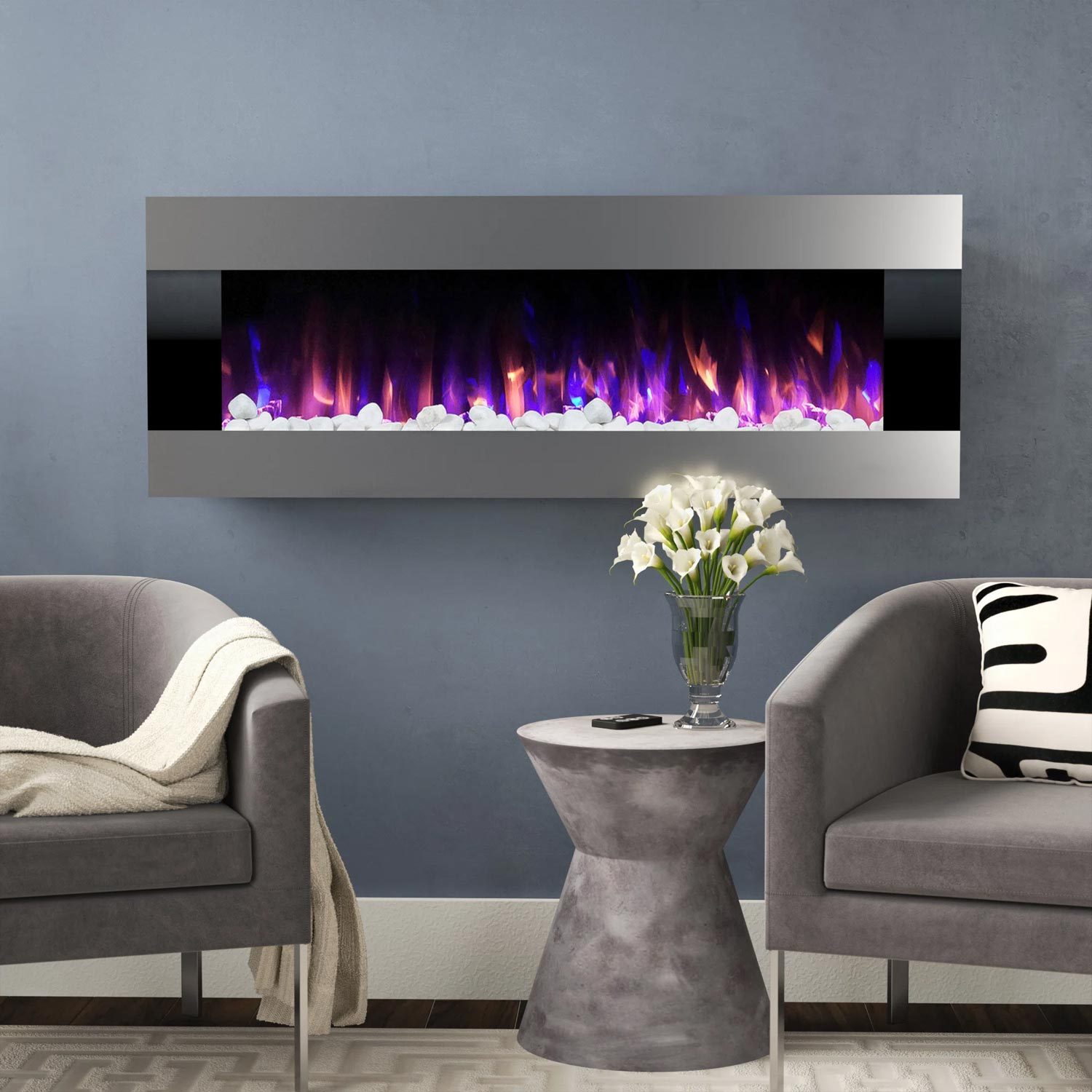 Stainless Steel Electric Fireplace