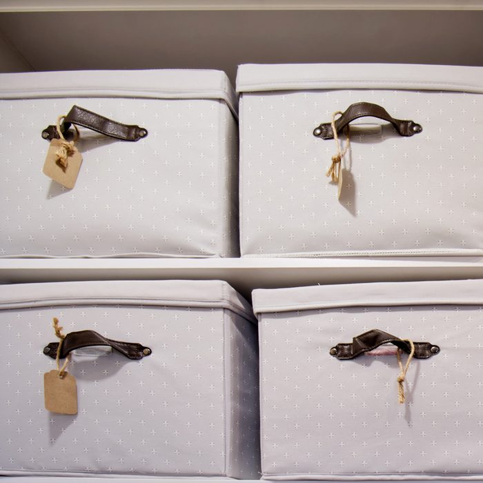 storage bins with labels